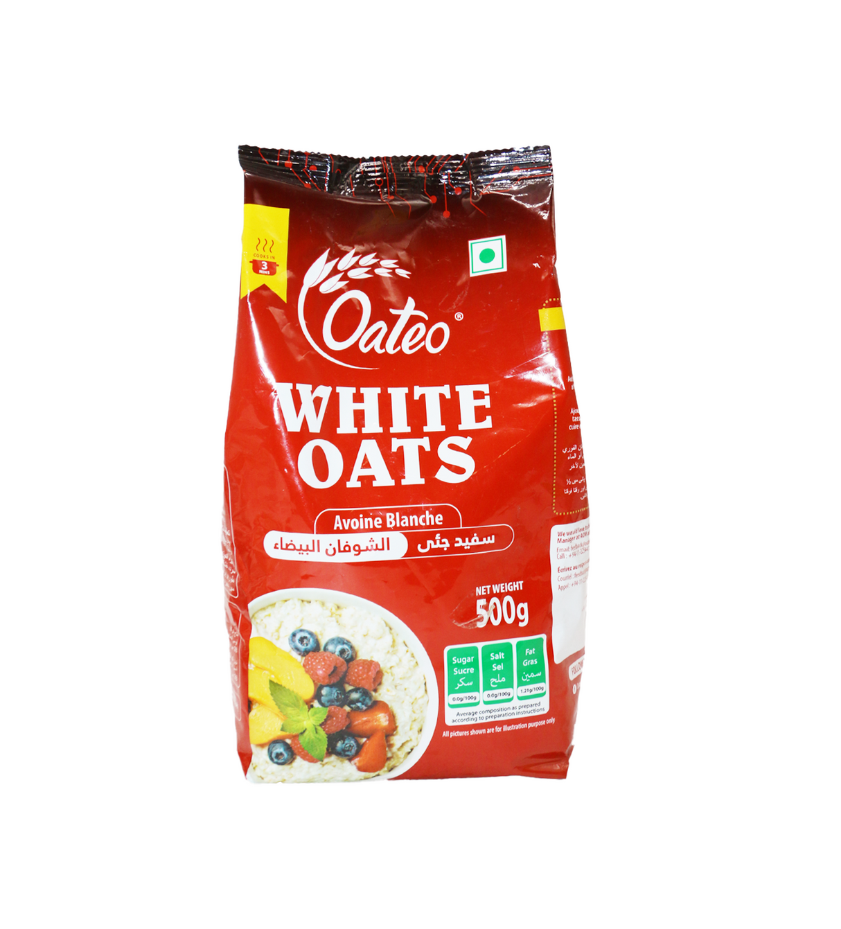 oateo white oats 500g pouch