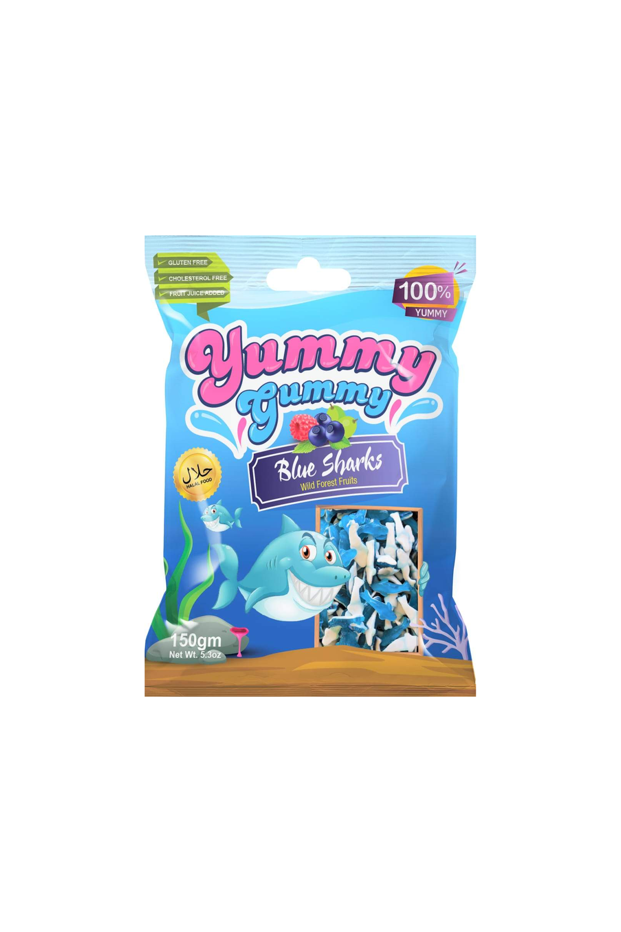 yummy gummy jelly blue sharks 150g