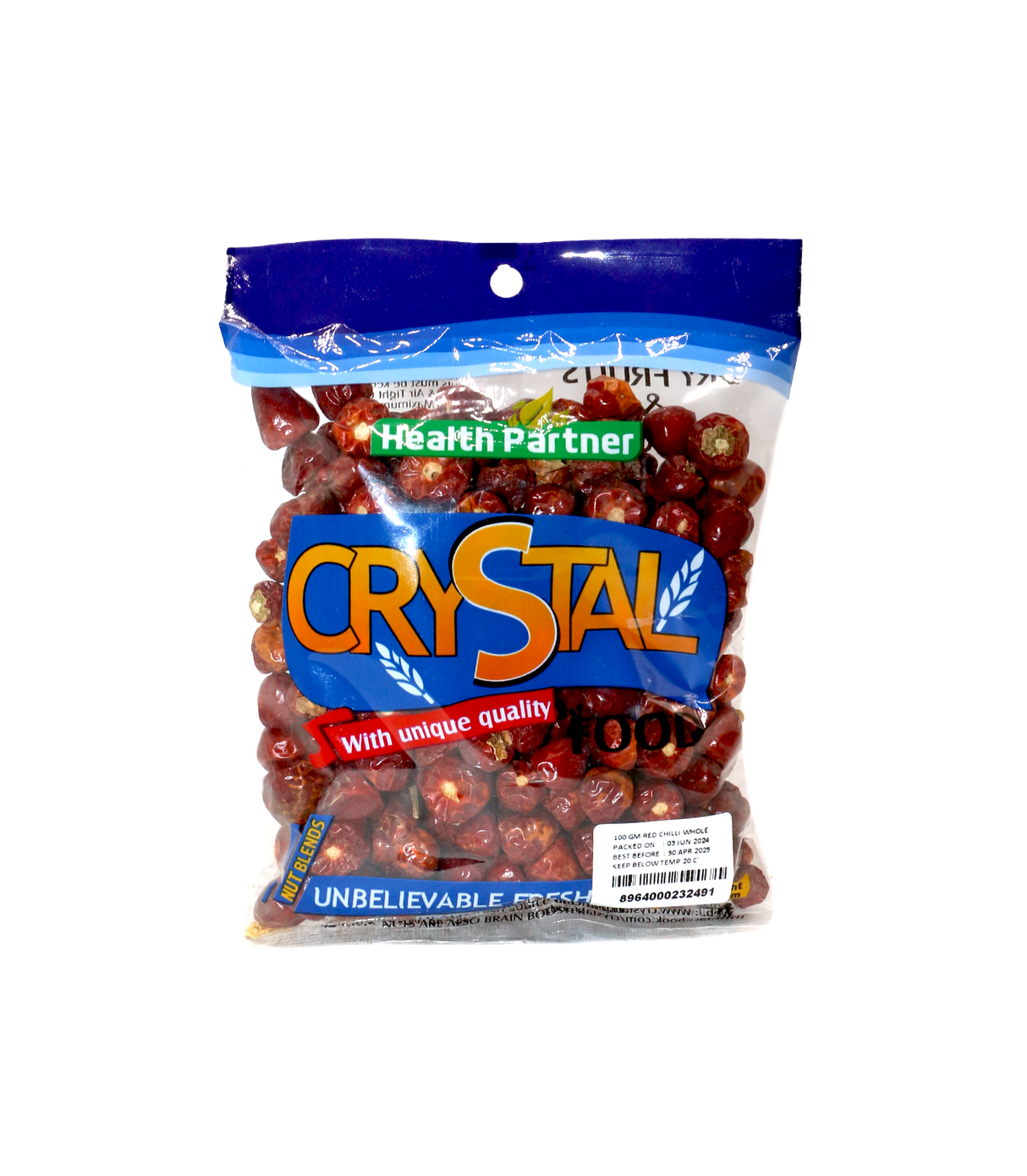 crystal red chilli whole 100g