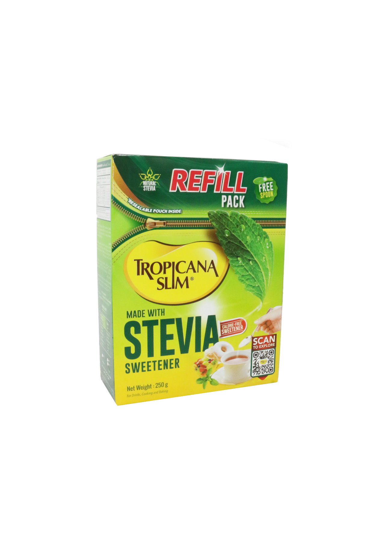 tropicana slim stevia sweetener refill pack 250g