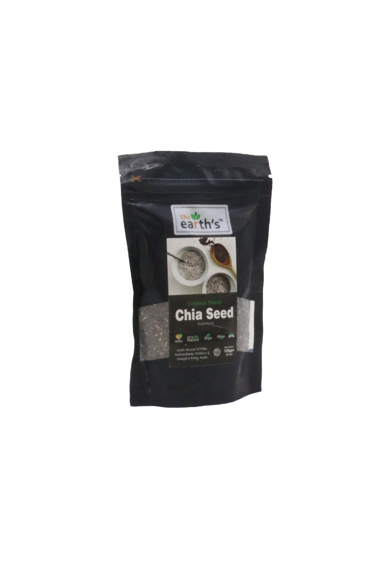 earths organic black chia seed 125g
