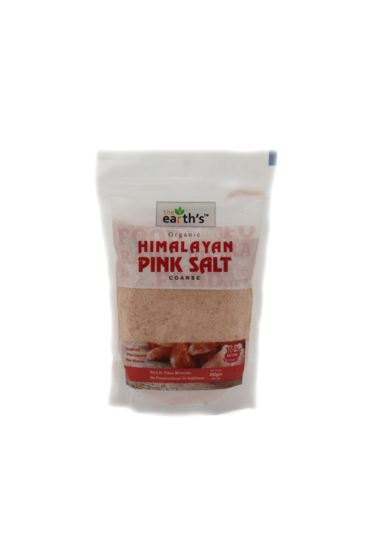 earths himalayan pink salt fine ground 400g pouch