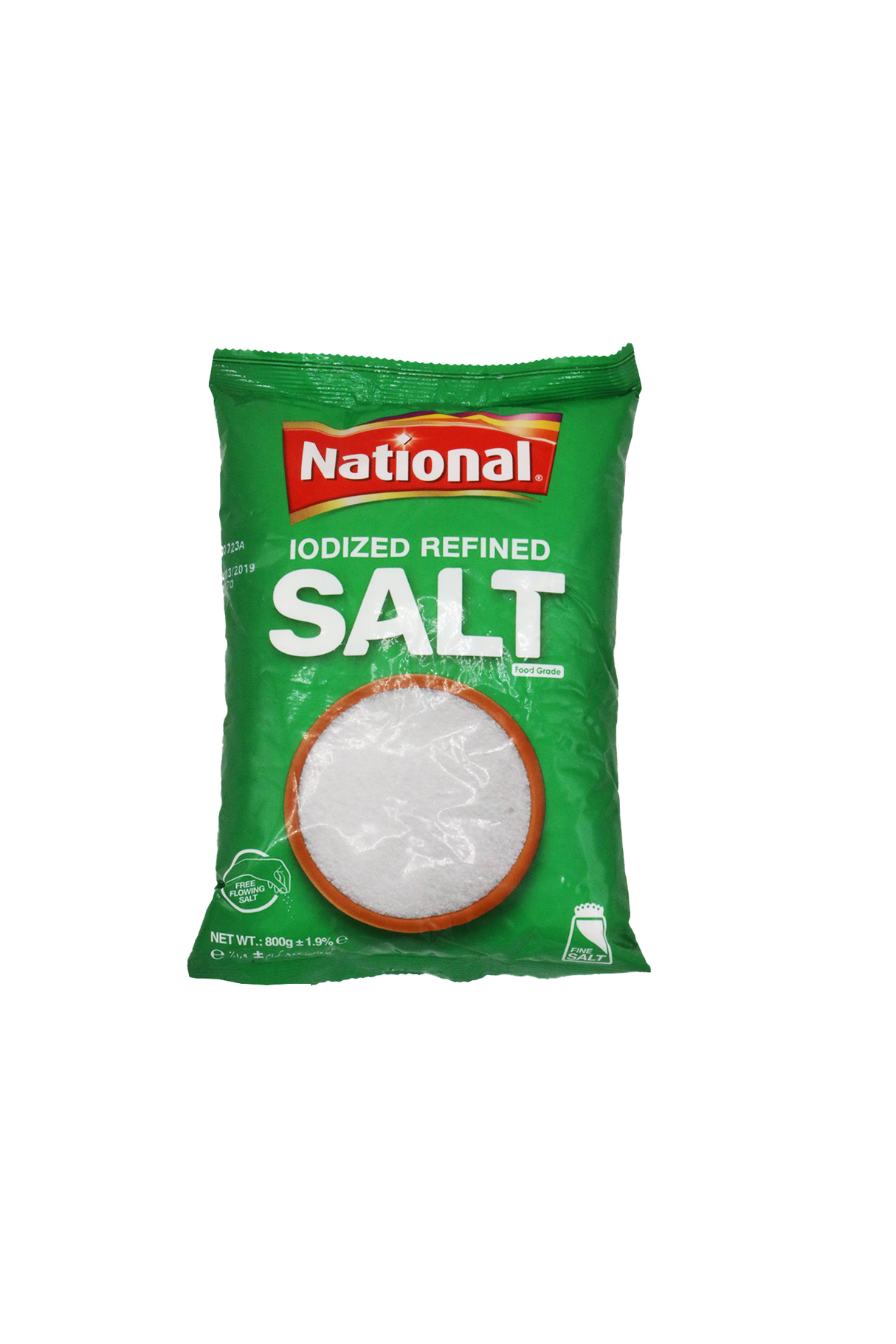 national iodized refined salt 800g