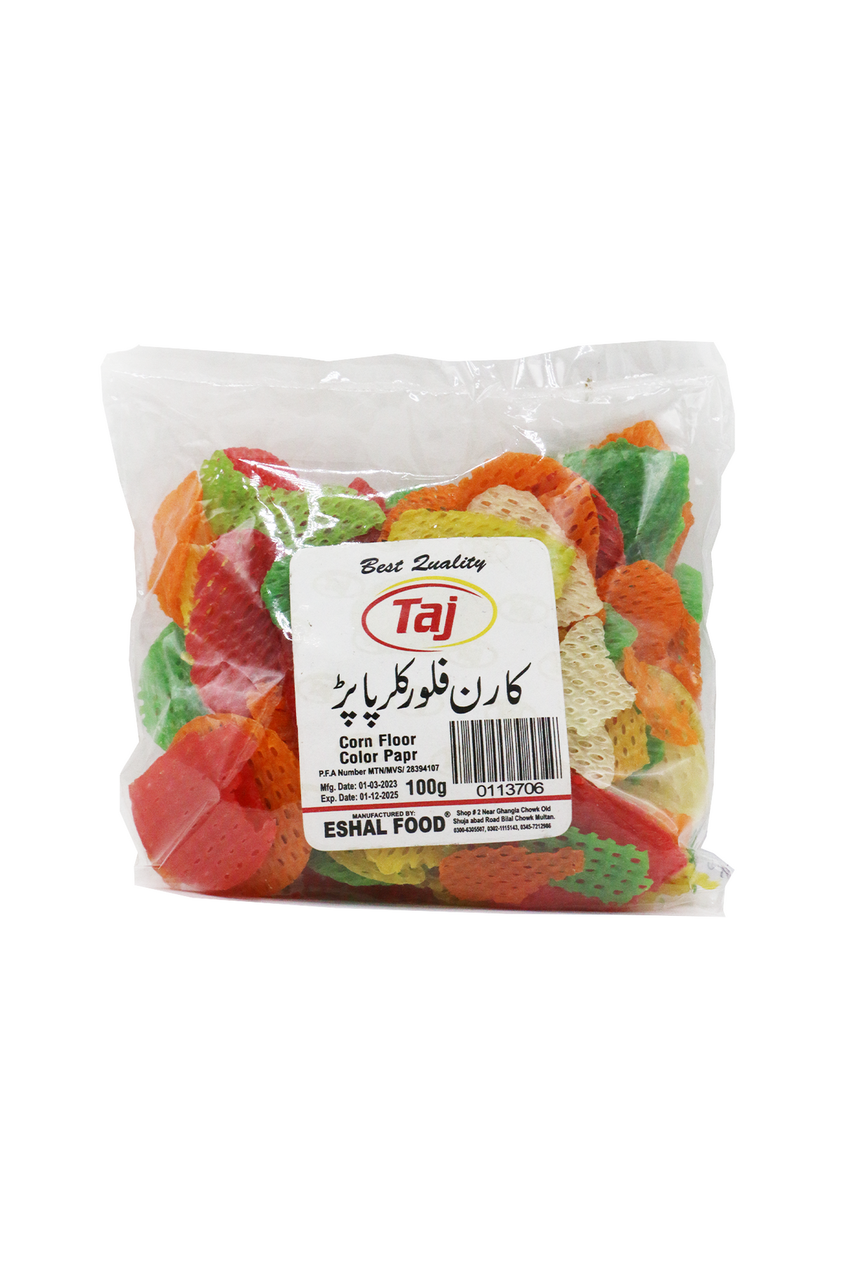 taj corn flour coloured papad 100g