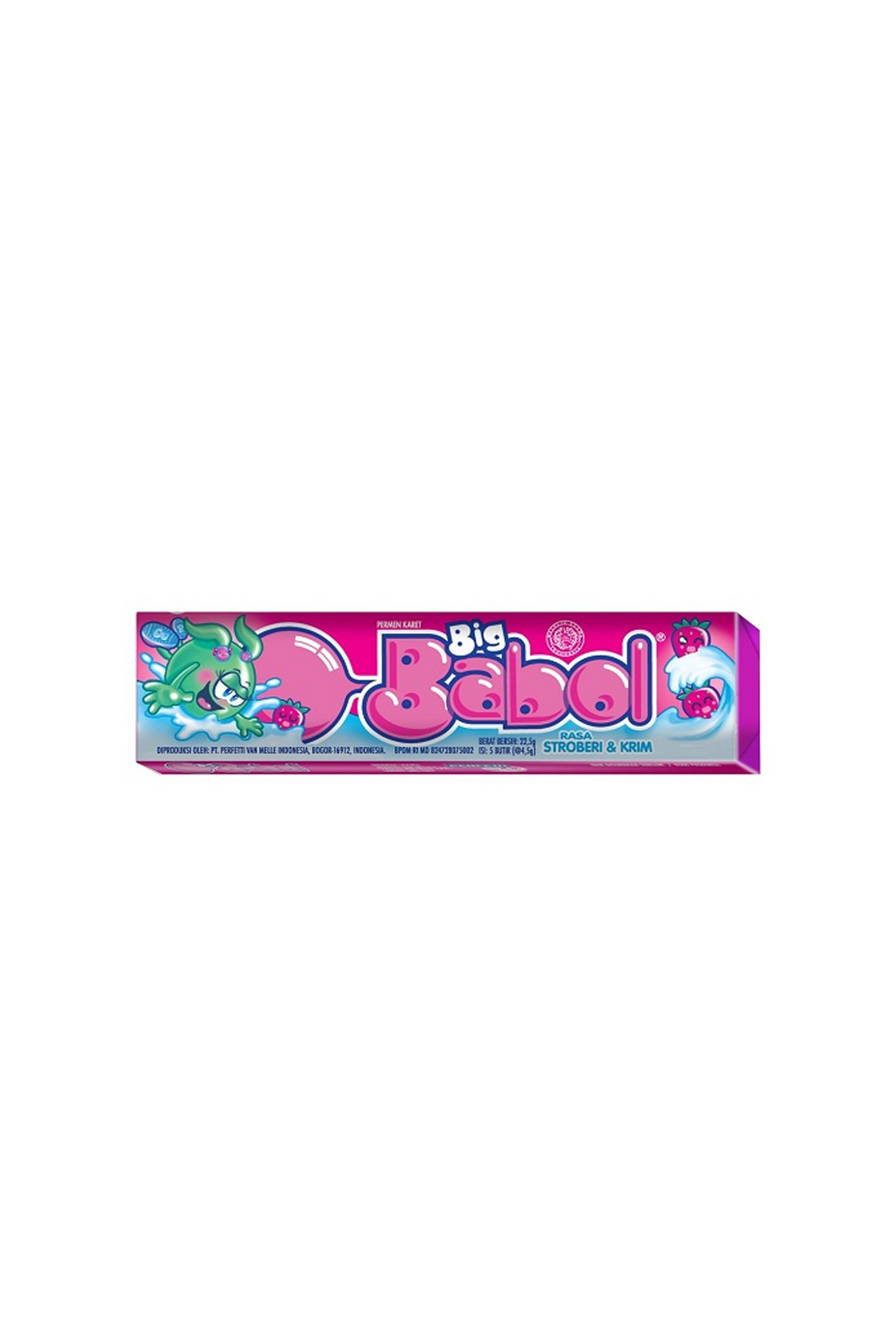 chupa chups big babol gum rasa stroberi & krim 20g indonesia