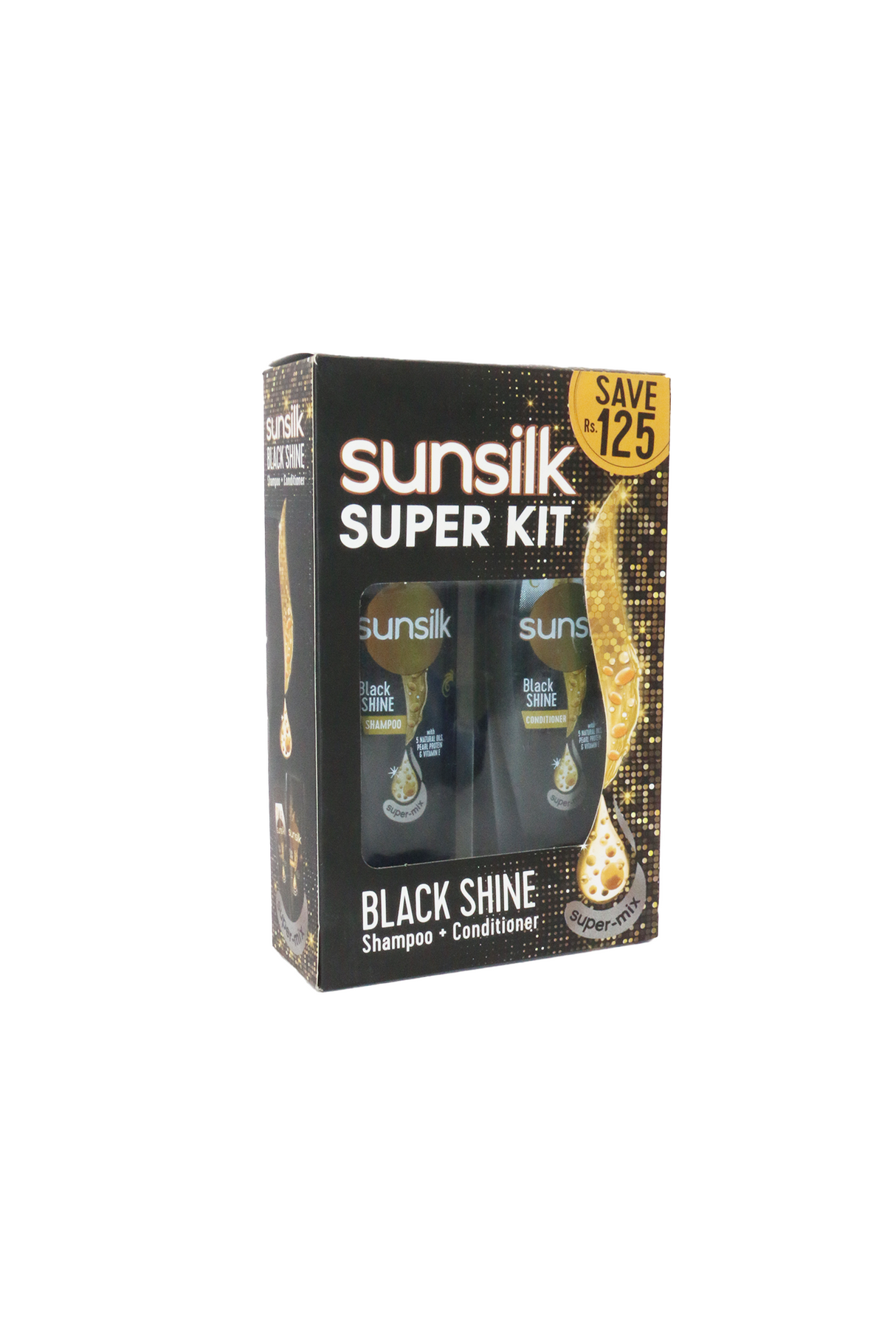 sunsilk shampoo & conditioner black shine super kit 185ml