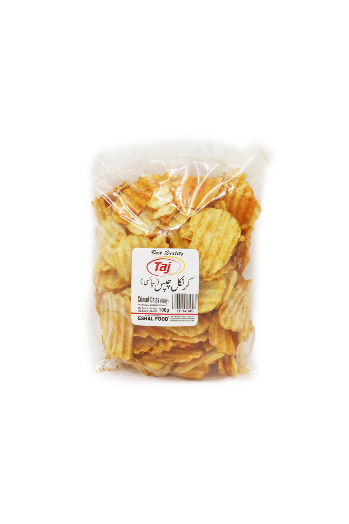 taj crinkle spicy chips 100g