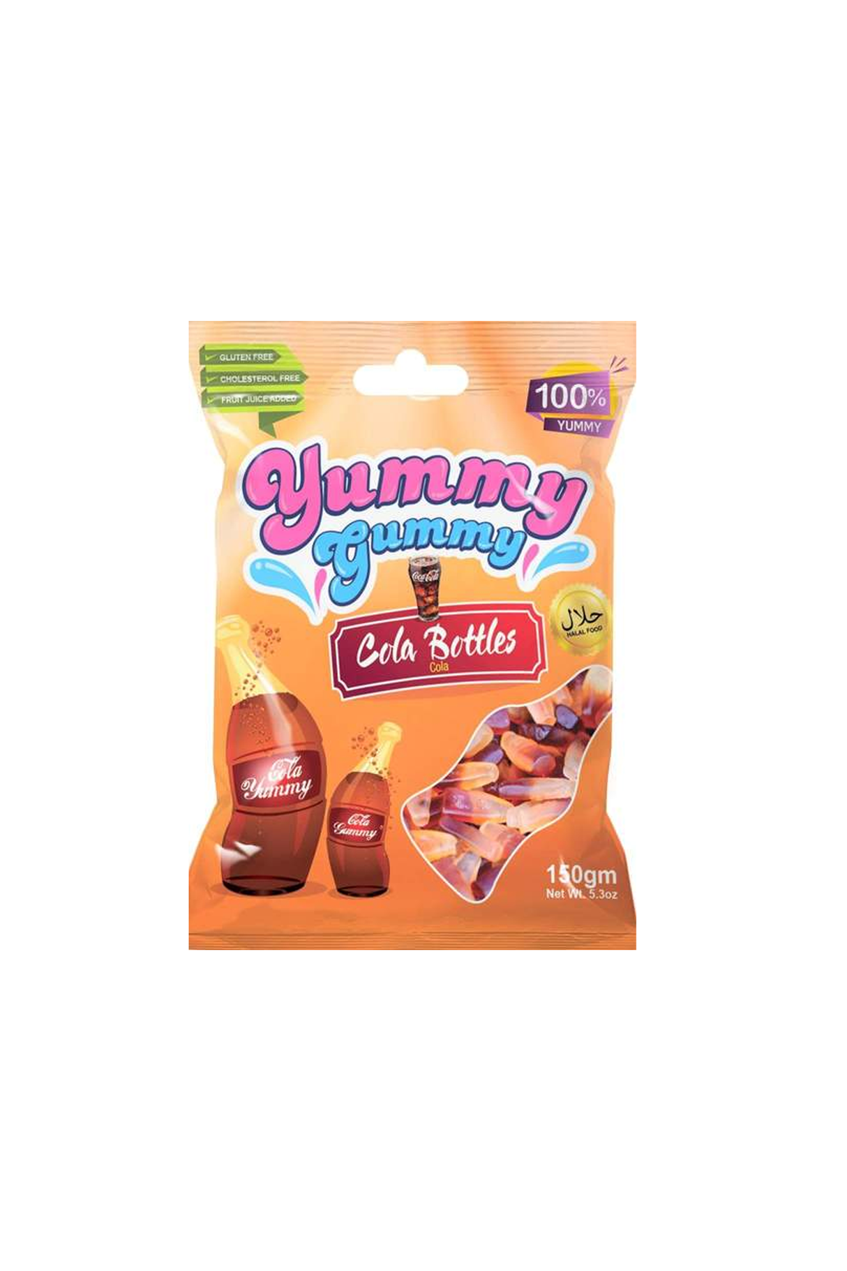 yummy gummy jelly cola bottles 150g