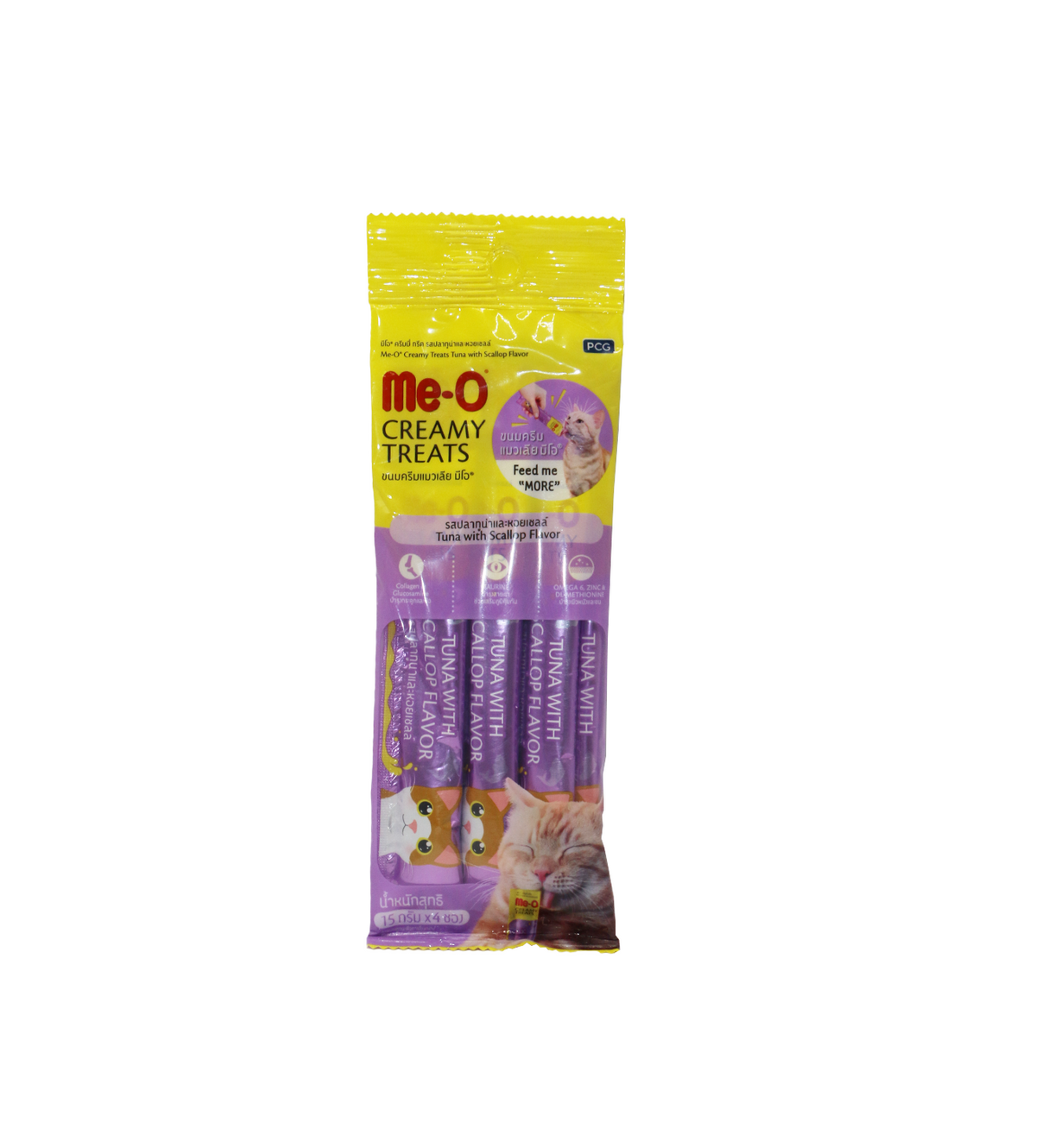 me-o cat food creamy treats tuna scallop 4 sachets 60g