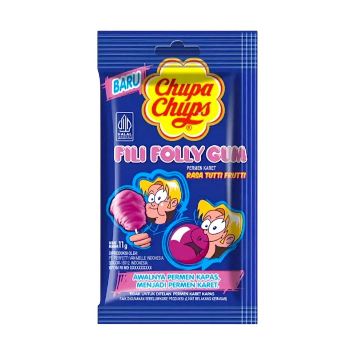 chupa chups fili folly gum tutti frutti 11g