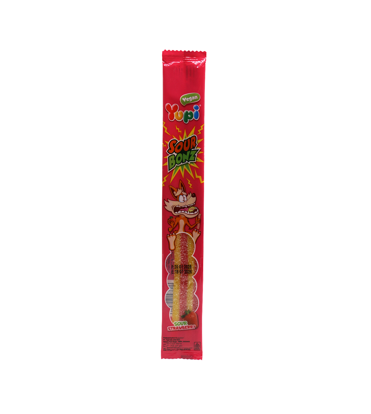 yupi sour bonz strawberry 10g indonesia