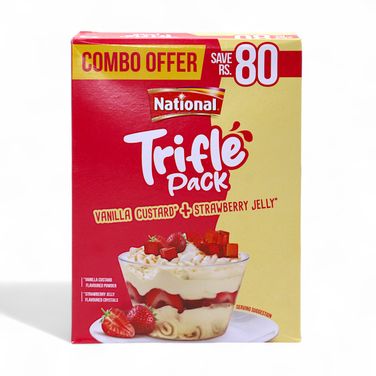 national trifle pack vanilla custard+strawberry jelly 355g