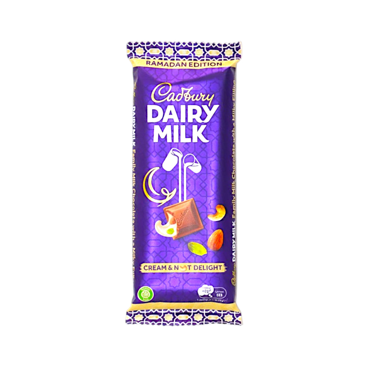 cadbury chocolate dairy milk cream & nut delight ramazan edition 95g 500rs