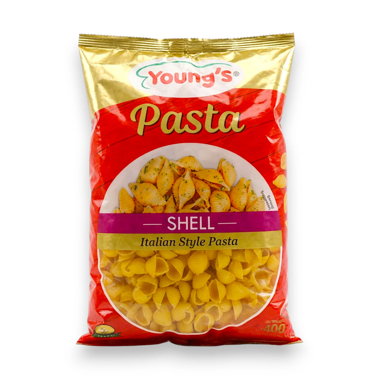 youngs macaroni shell 400g pouch