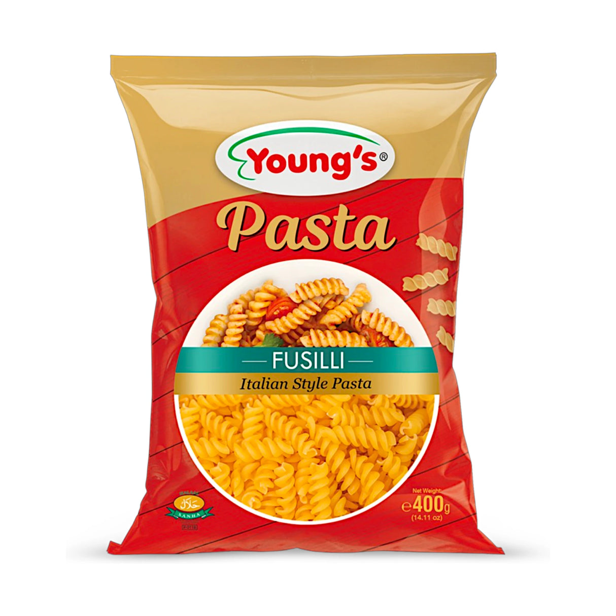 youngs macaroni fusilli 400g pouch