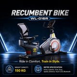 Wizal Recumbent Bike WL-016R | Bluetooth | Touch LCD | Pulse & Calorie Tracker | 150KG