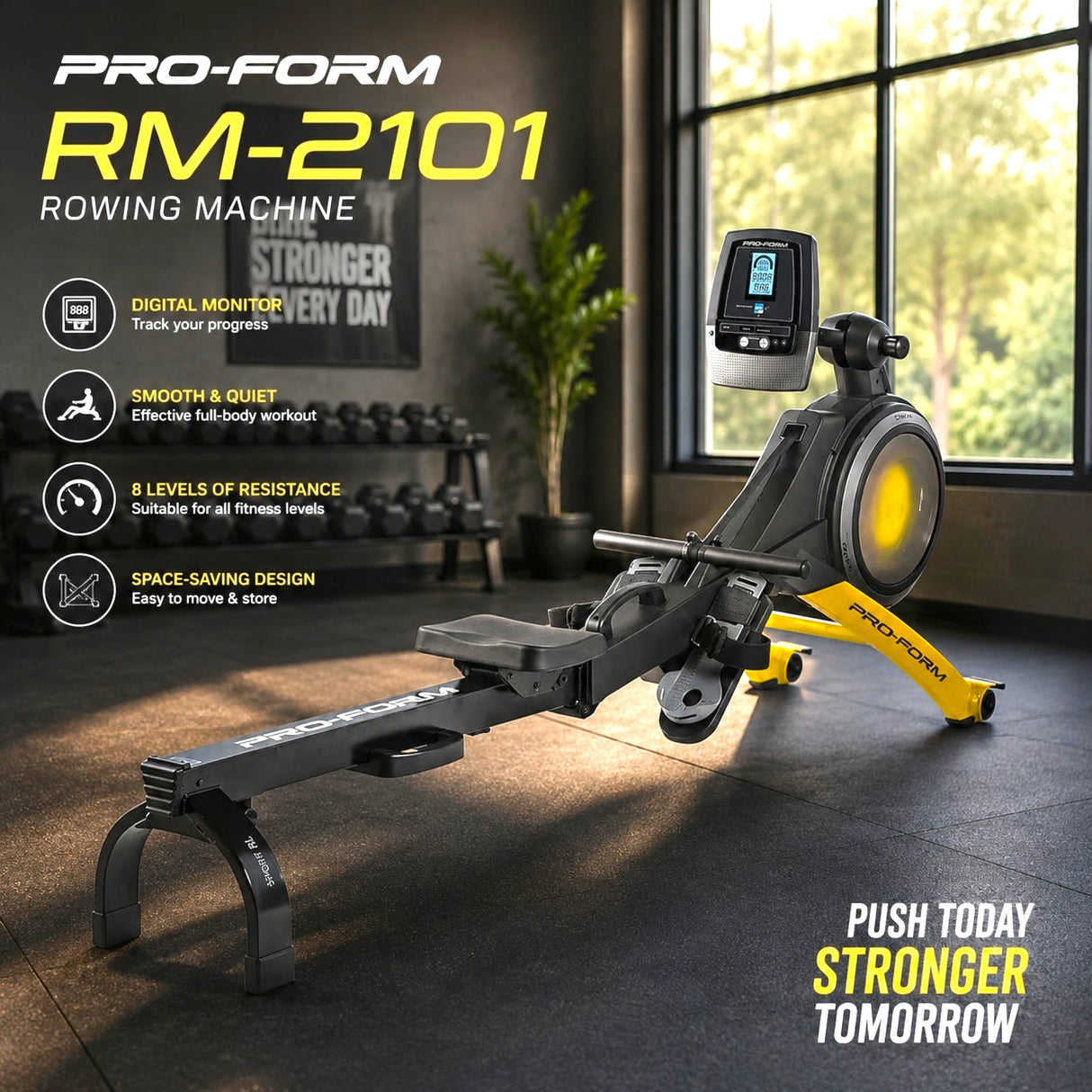 Rowing Machine Pro-Form RM-2101 | Smooth & Quiet | 8 Resistance Levels | Full Body Workout