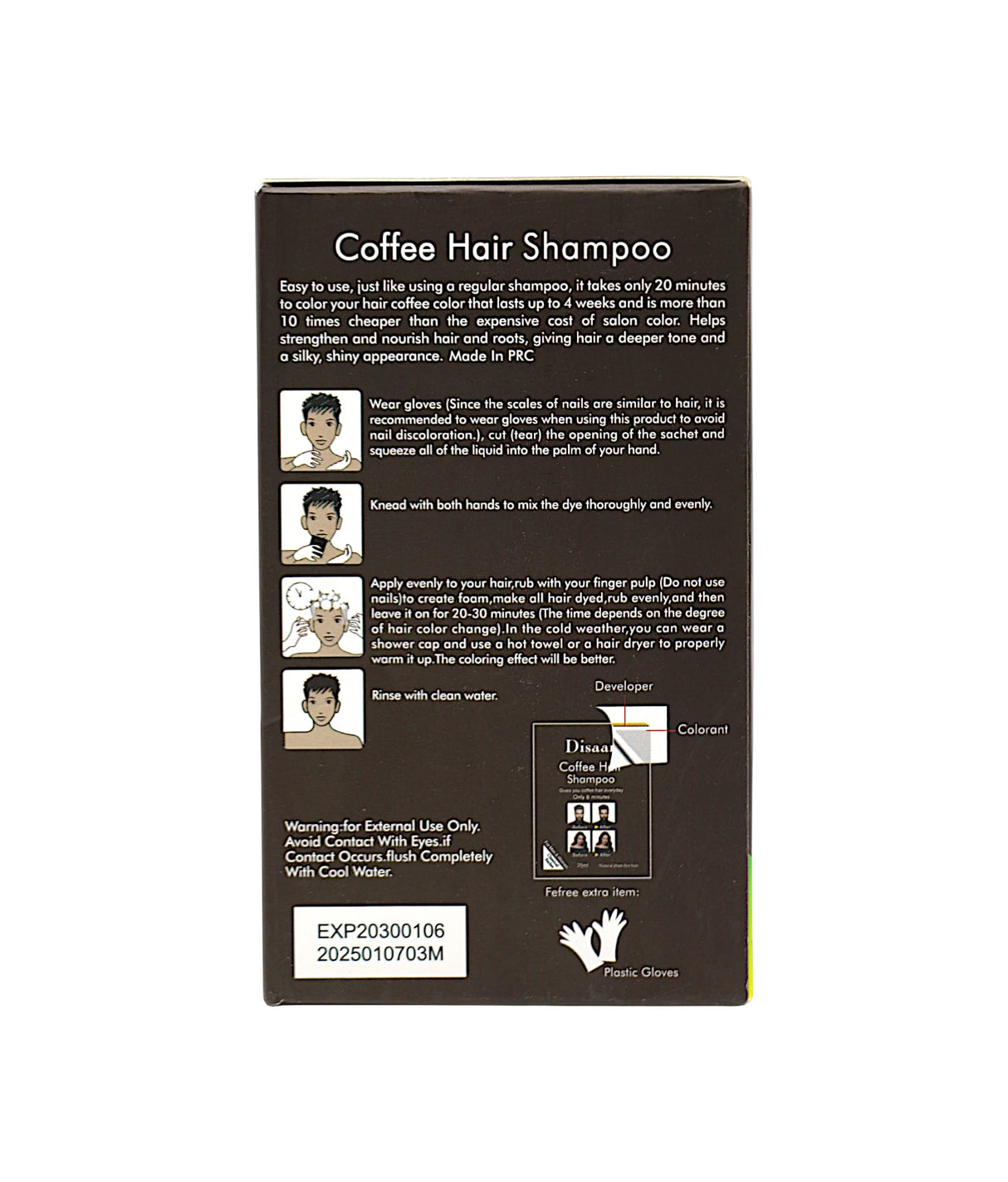 disaar hair color shampoo coffee 25ml china ds5922
