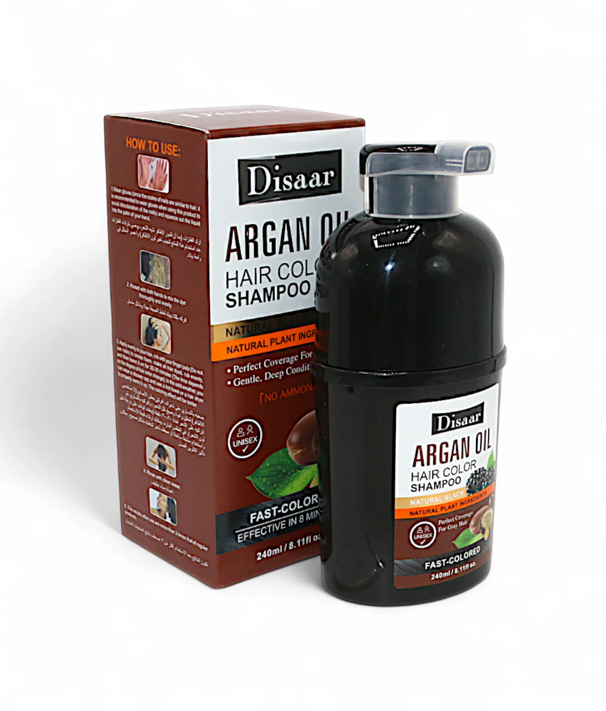 disaar hair color shampoo argan oil natural black 240ml china ds5830