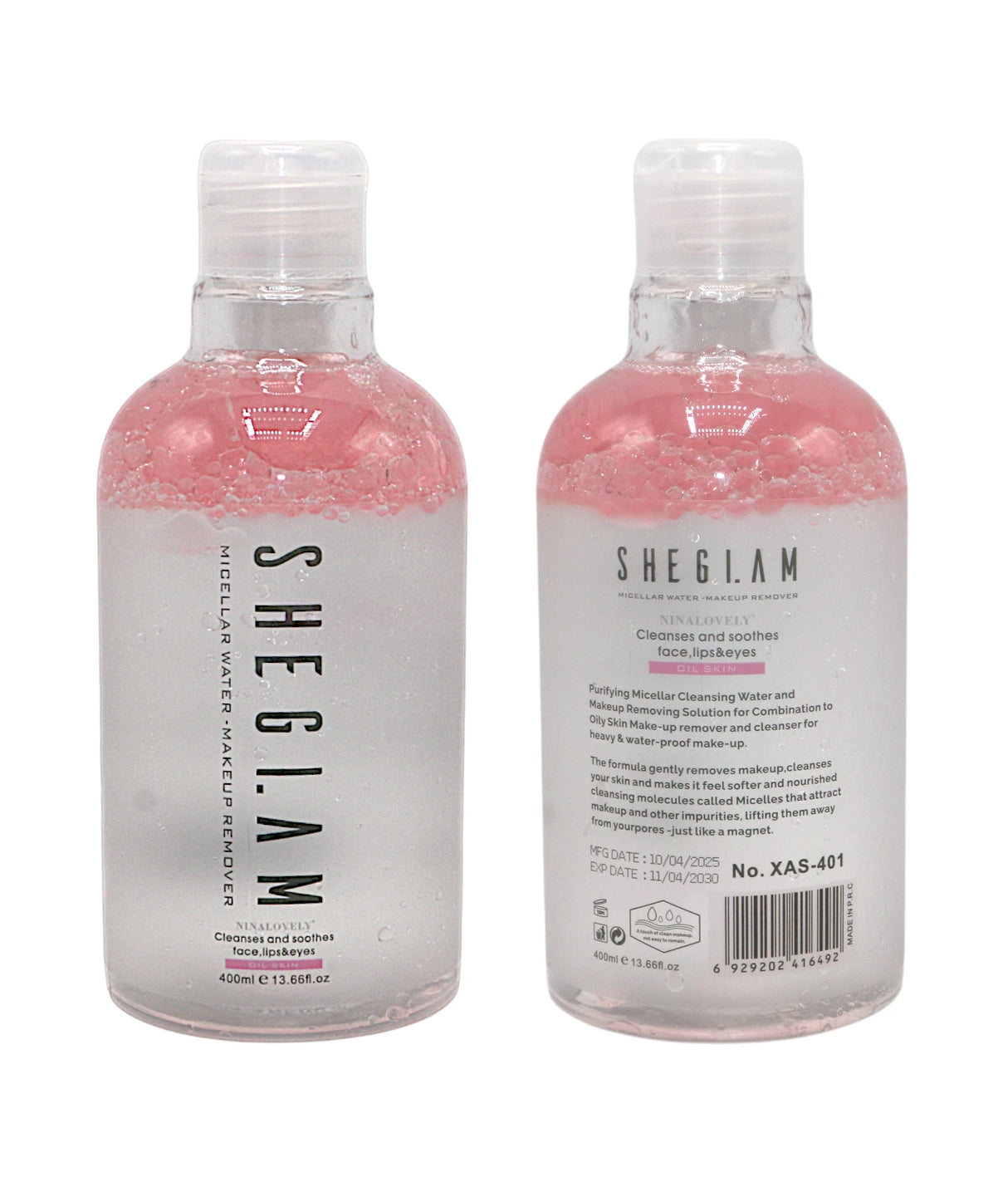 sheglam micellar water oil skin 400ml china xas-401