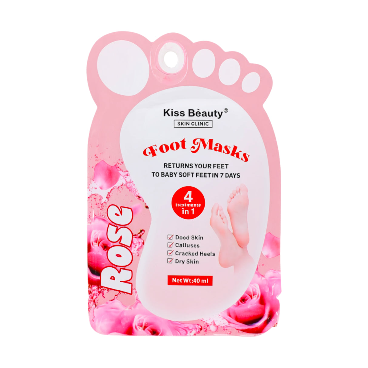kiss beauty foot mask rose 4in1 40ml 1594-07b china
