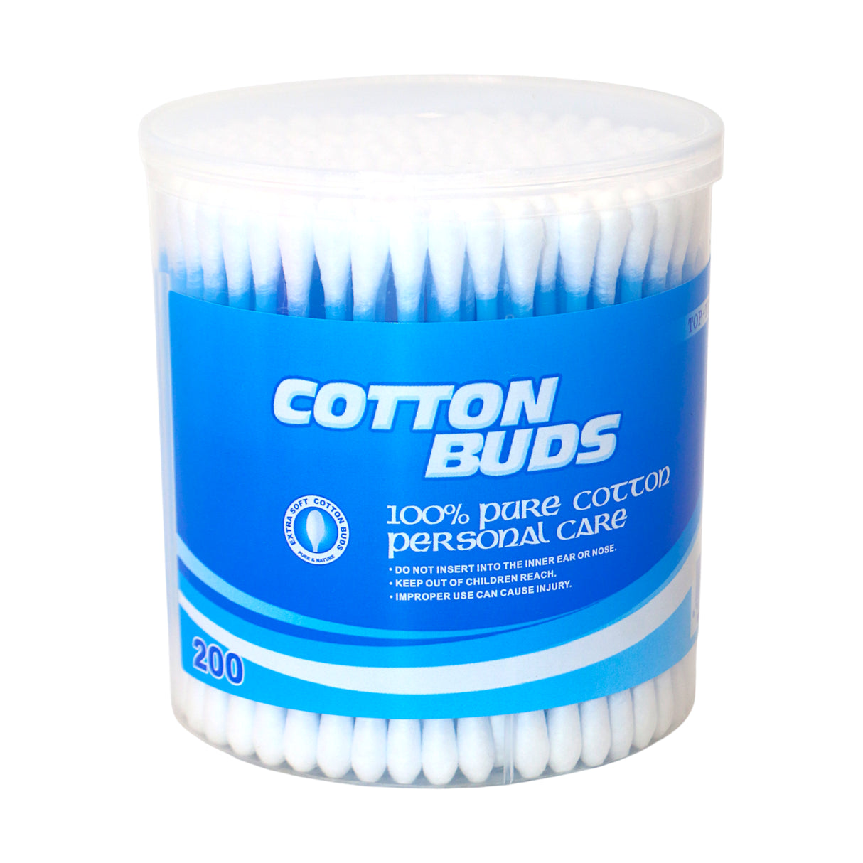 cotton bud plastic 200pc round jar