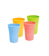 plastic glass 4pc rainbow pak d130