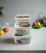 plastic box set 3pc large square pak fersh keeping