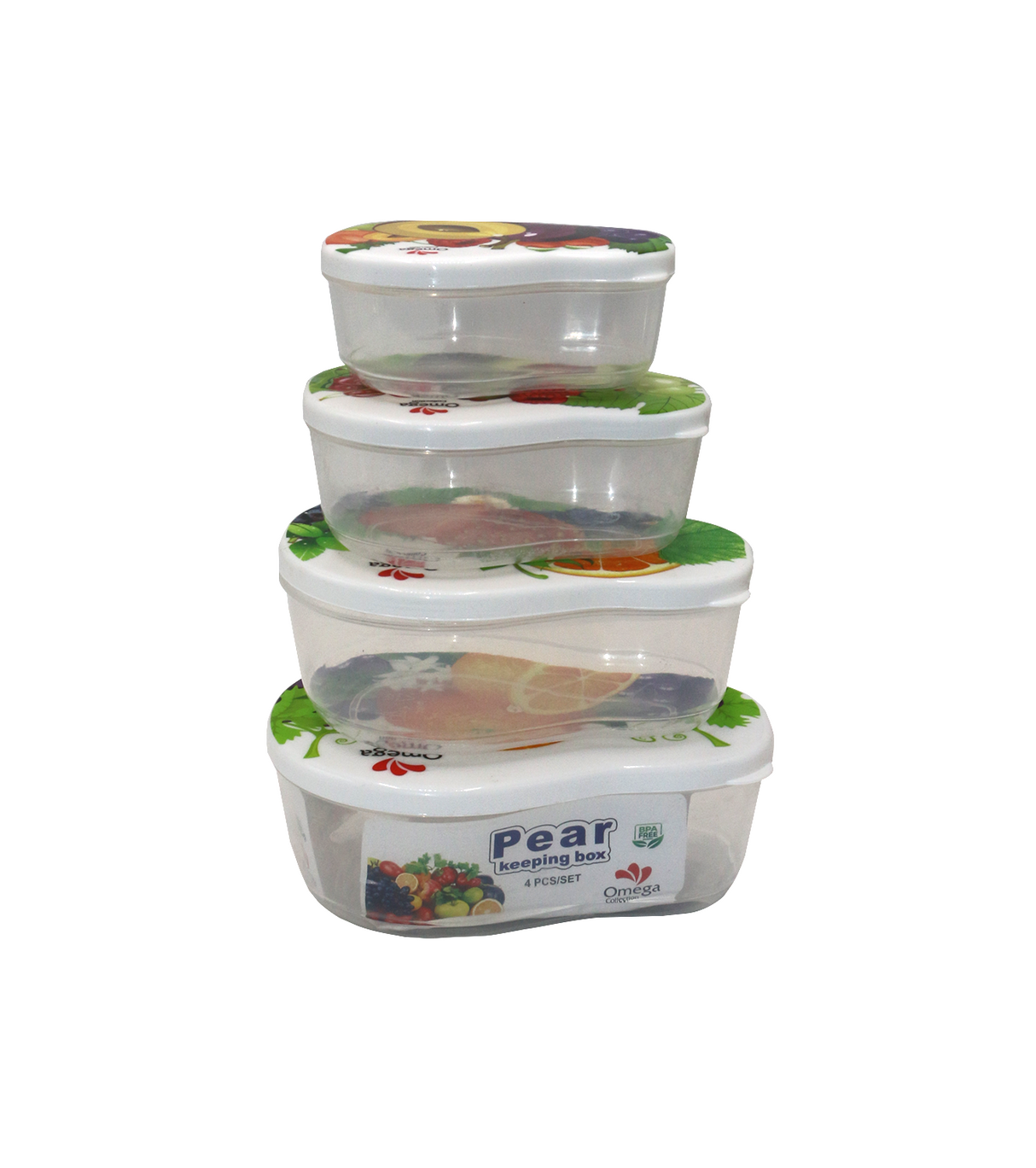 plastic box set 4pc pear pak d471