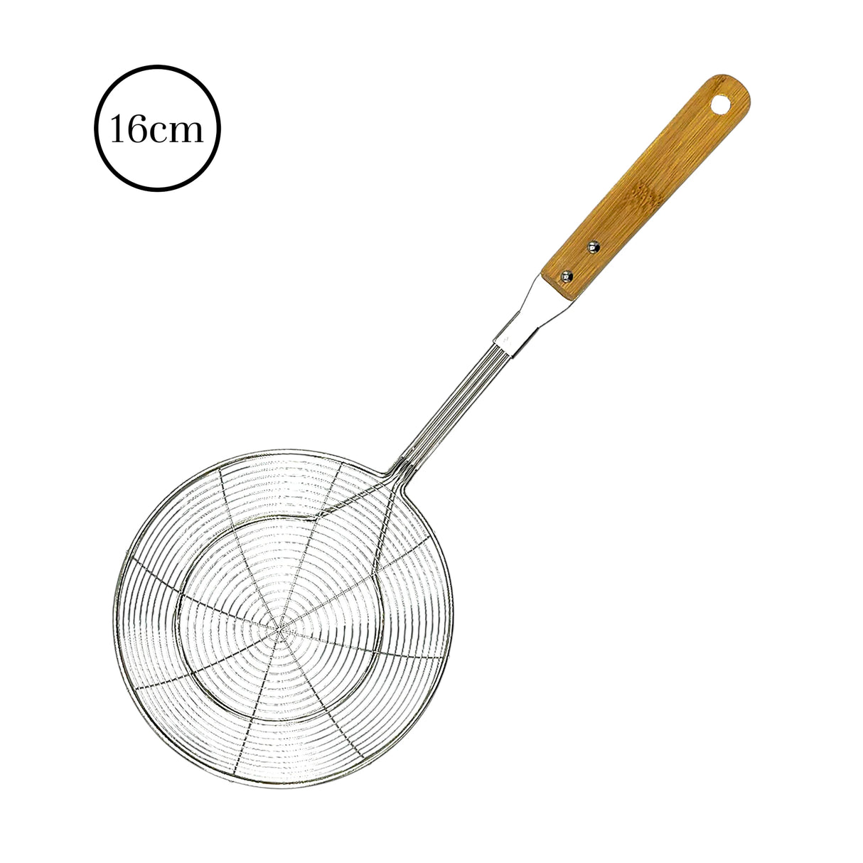 ss frying strainer 17cm wood handle china