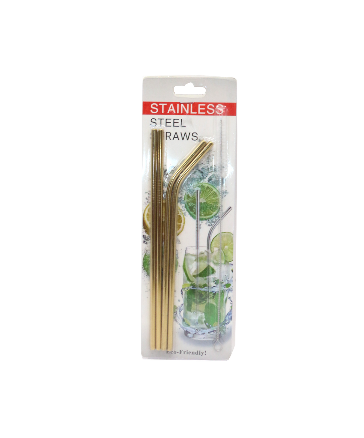 ss golden straw 4pc & brush china 1015