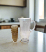 plastic jug & 4 glass china 2504
