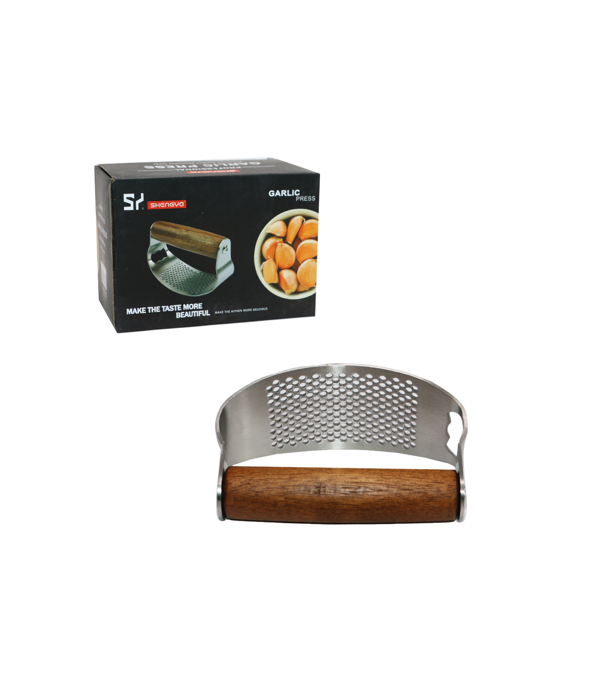 garlic presser woood handle china sb2054