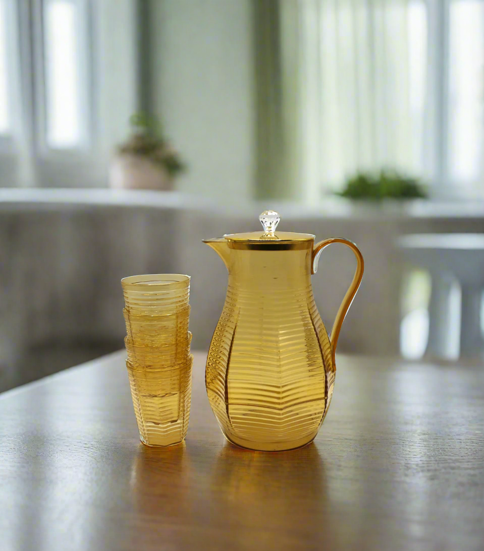 acrylic jug & 4 glass china d577