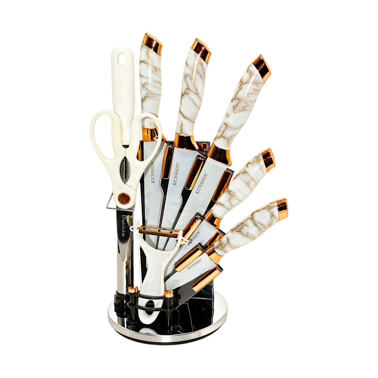 knife set 9pc china hr621-2 white