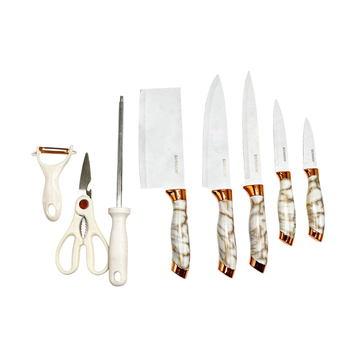 knife set 9pc china hr621-2 white