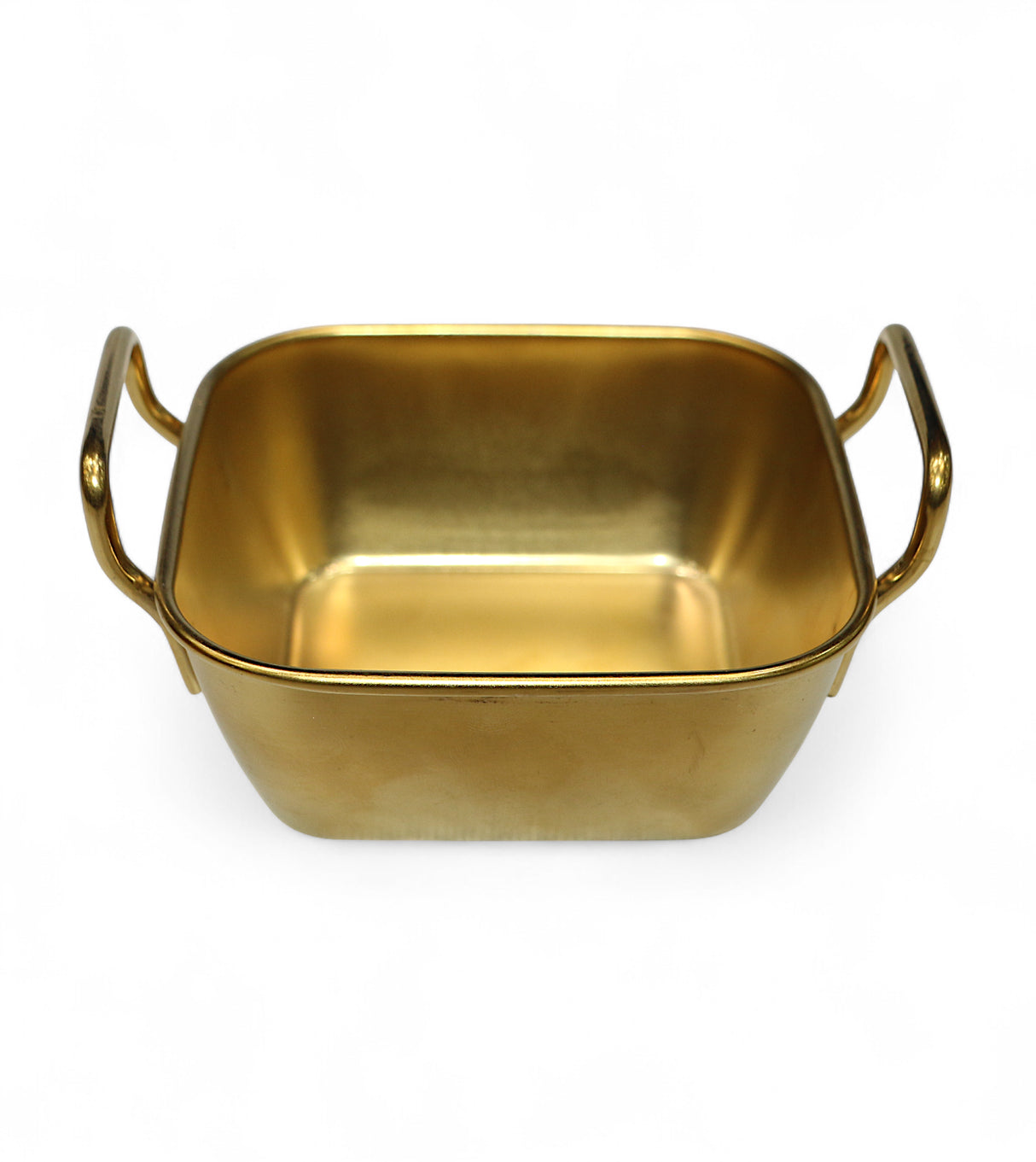 ss serving sauce bowl 4'' square golden 2 handles china