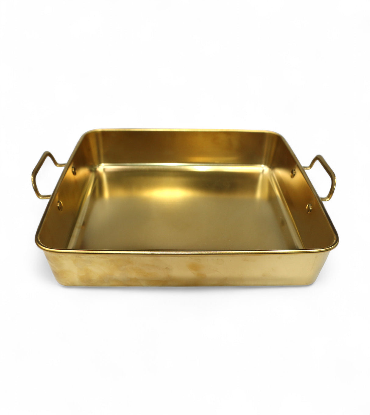 ss serving bowl 26x26 golden square 2 handles china