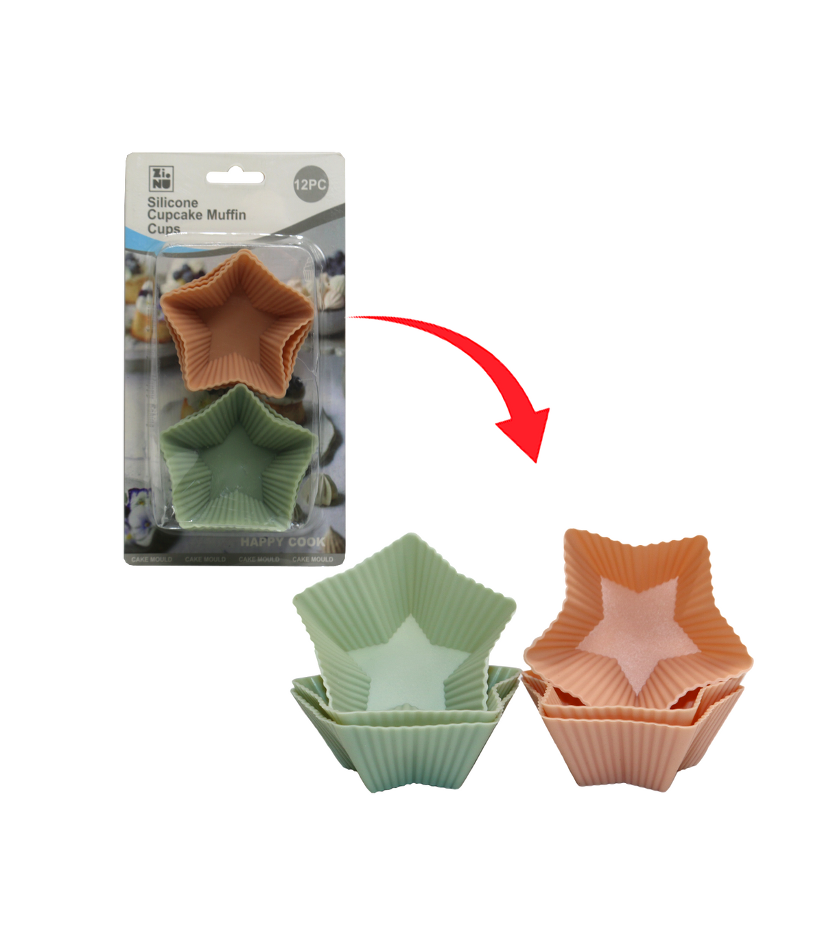 silicon cup cake 6pc star shape china 24115