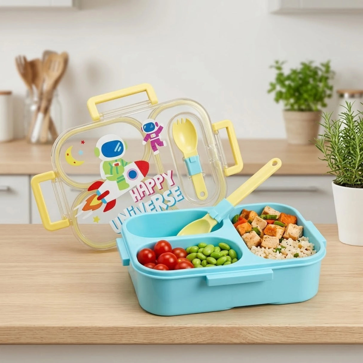 plastic lunch box 3 sections 850ml china 7176