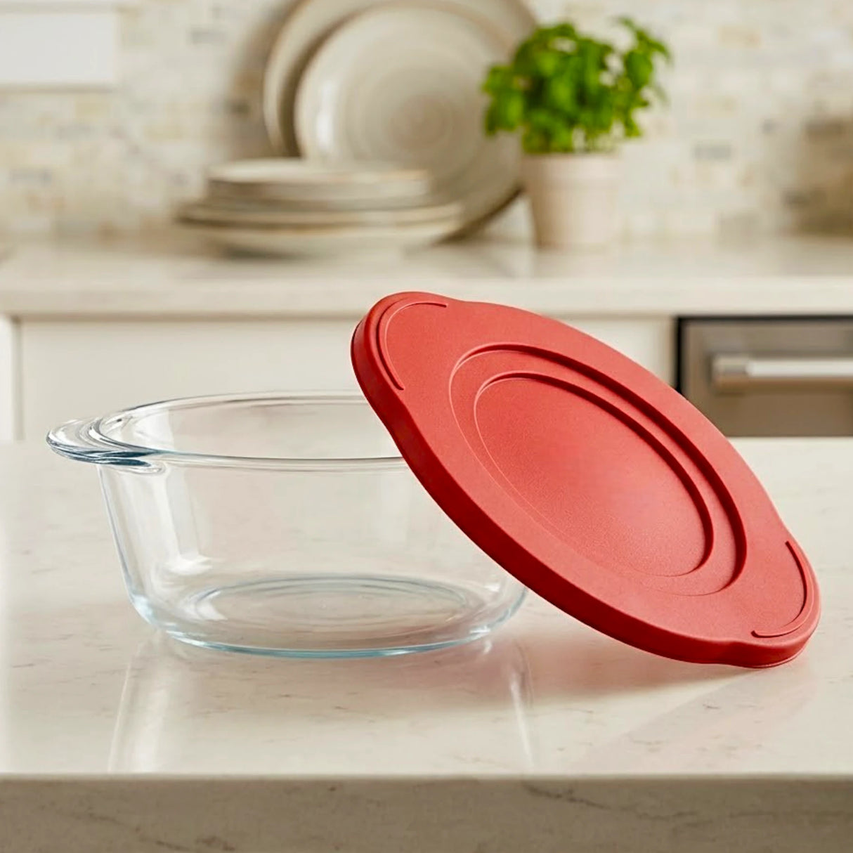 borcam glass bowl & lid 1.5l round 59123