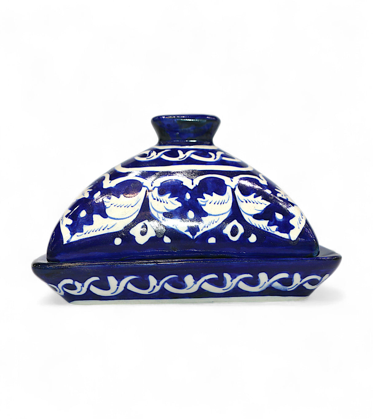 blue pottery butter dish