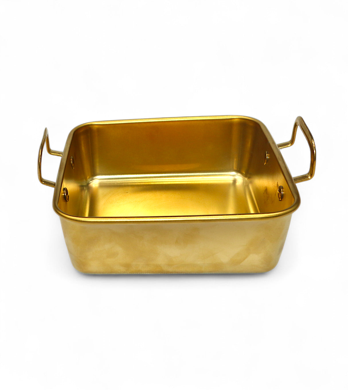 ss serving bowl 16x16 golden square 2 handles china