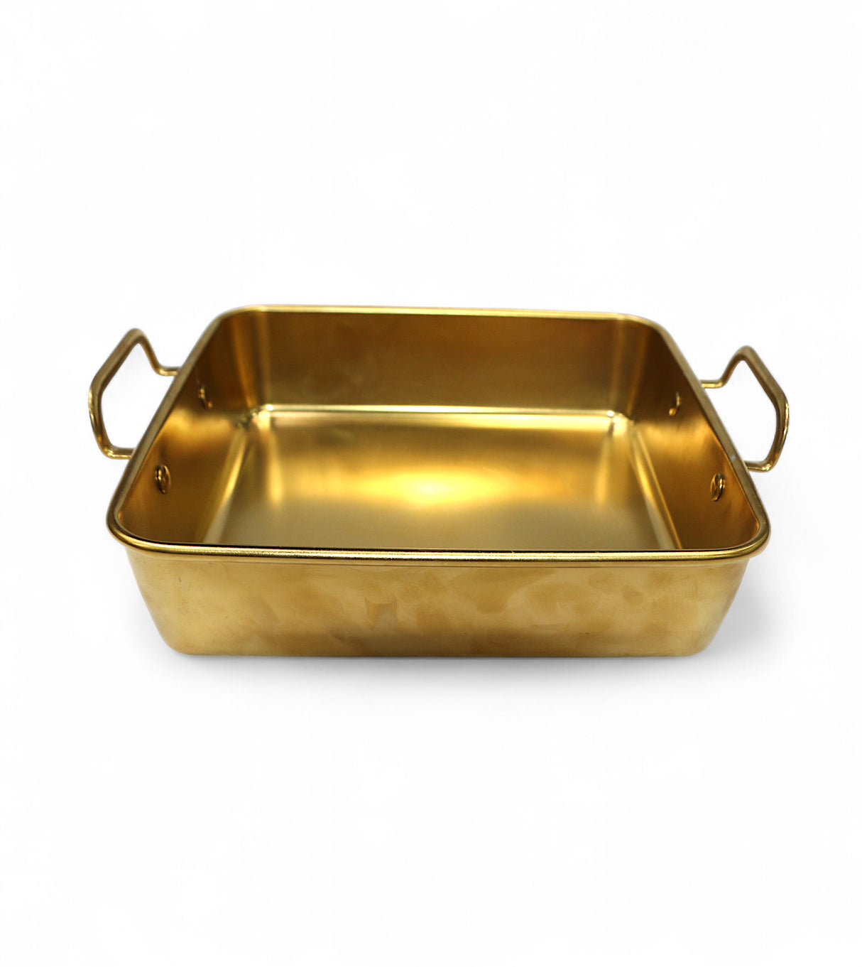 ss serving bowl 21x21 golden square 2 handles china