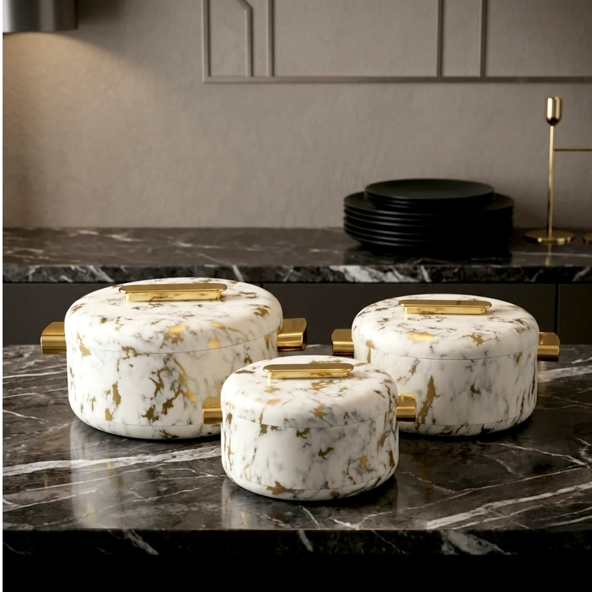 hot pot 3pc forever 9135 marble white