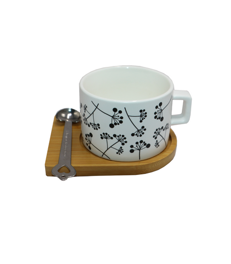 ceramic mug & lid with wood coaster china 7