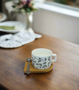 ceramic mug & lid with wood coaster china 7