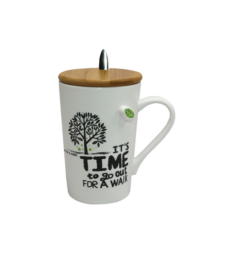 ceramic mug & lid with spoon china 139-1