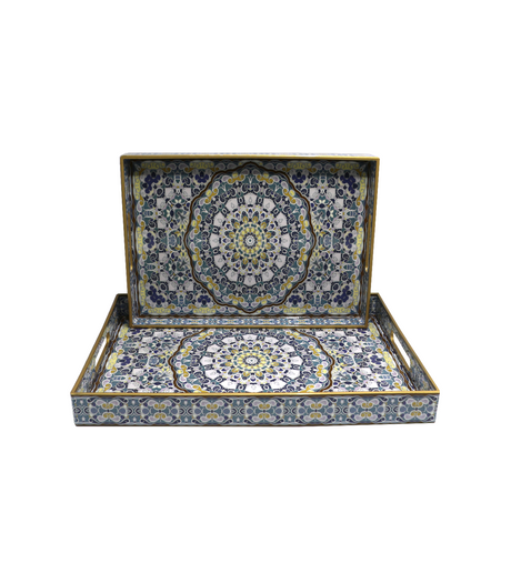 wood tray printed 2pc rect china d080