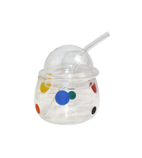glass jar & lid dots china